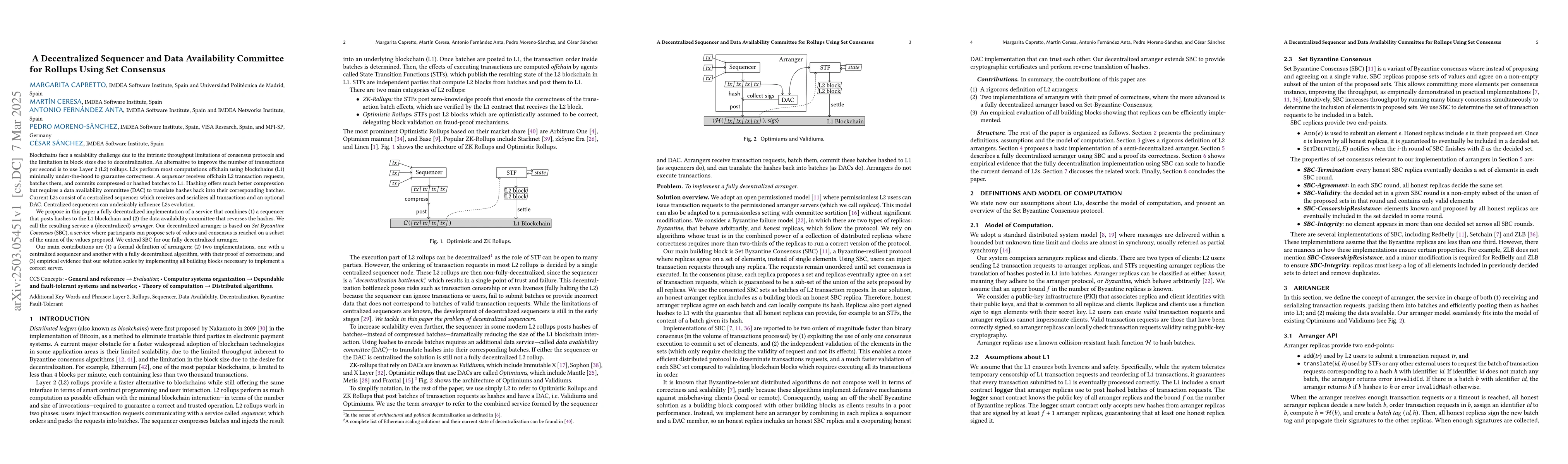 Thumbnail for A Decentralized Sequencer and Data Availability Committee for Rollups
  Using Set Consensus