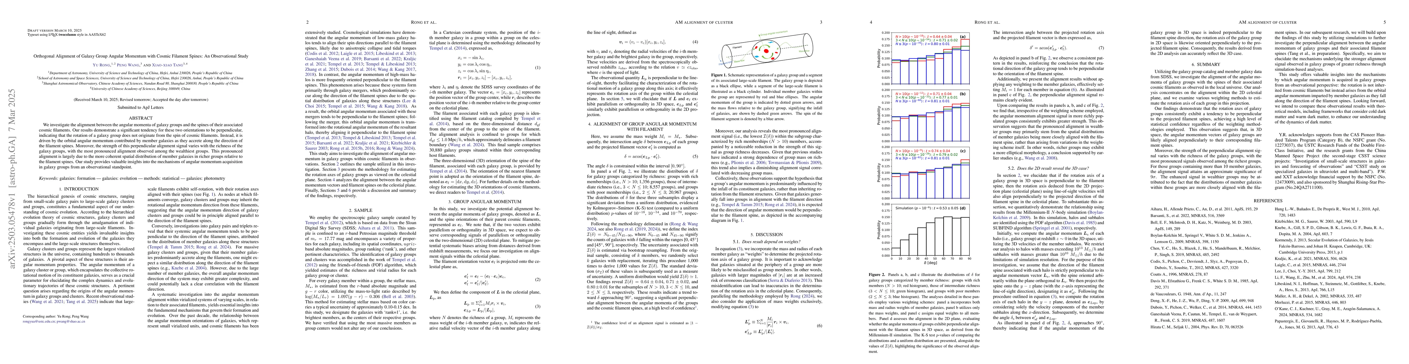 Thumbnail for Orthogonal Alignment of Galaxy Group Angular Momentum with Cosmic
  Filament Spines: An Observational Study