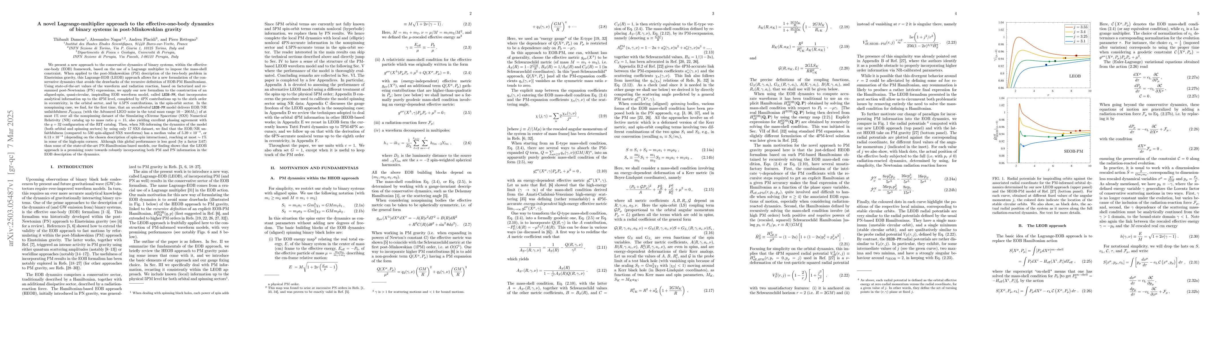 Thumbnail for A novel Lagrange-multiplier approach to the effective-one-body dynamics
  of binary systems in post-Minkowskian gravity