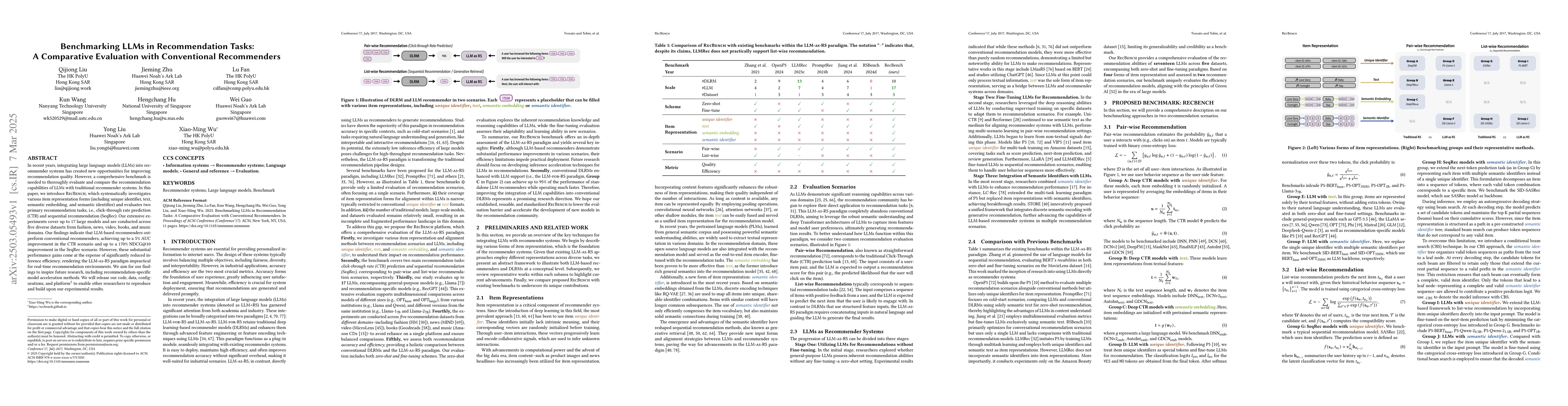 Thumbnail for Benchmarking LLMs in Recommendation Tasks: A Comparative Evaluation with
  Conventional Recommenders