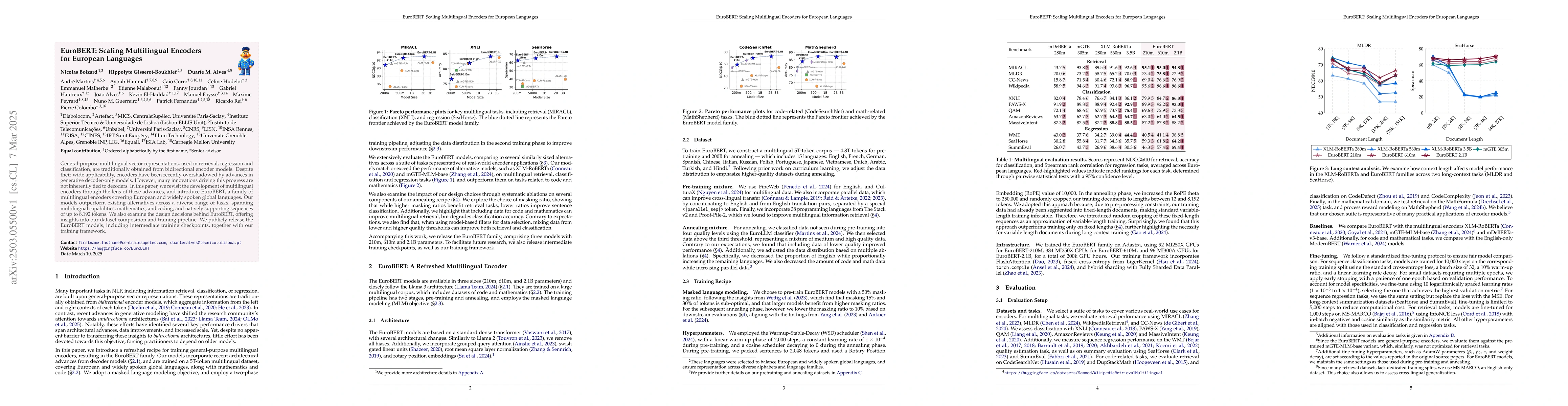 Thumbnail for EuroBERT: Scaling Multilingual Encoders for European Languages