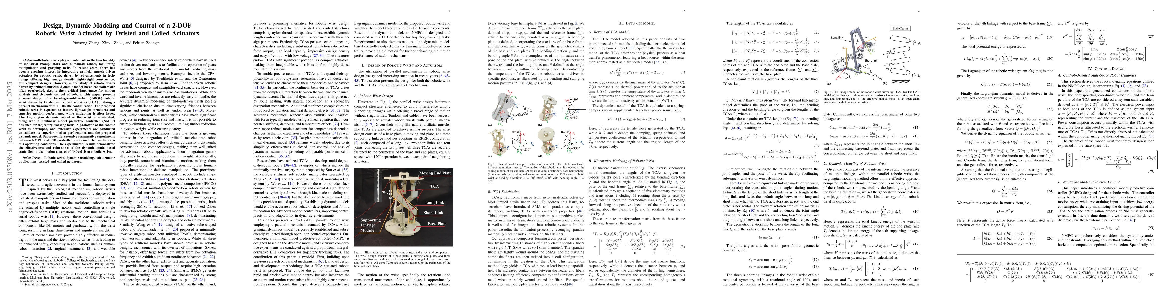 Thumbnail for Design, Dynamic Modeling and Control of a 2-DOF Robotic Wrist Actuated
  by Twisted and Coiled Actuators