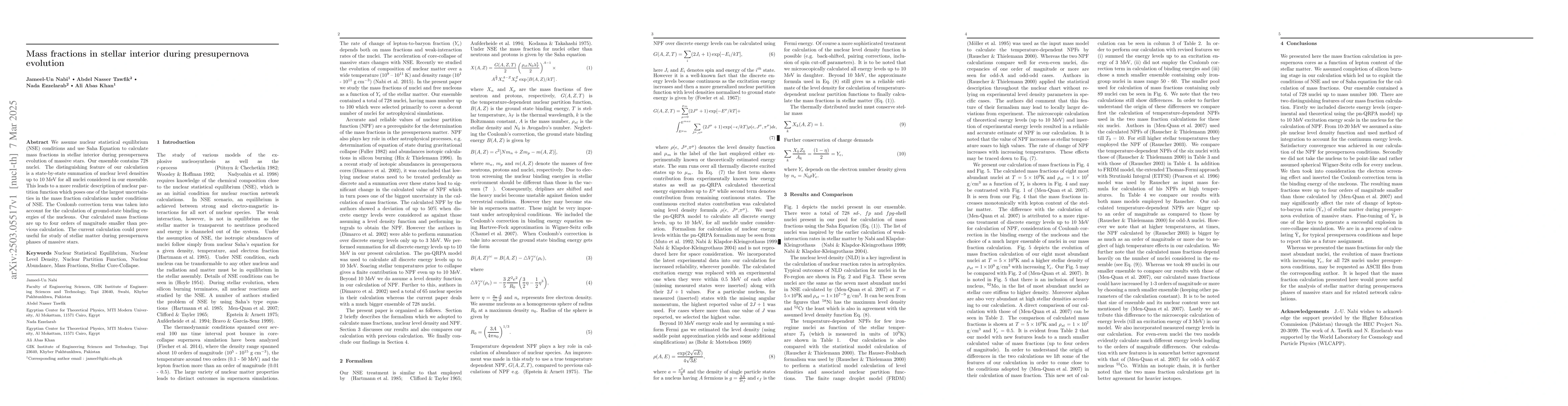 Thumbnail for Mass fractions in stellar interior during presupernova evolution