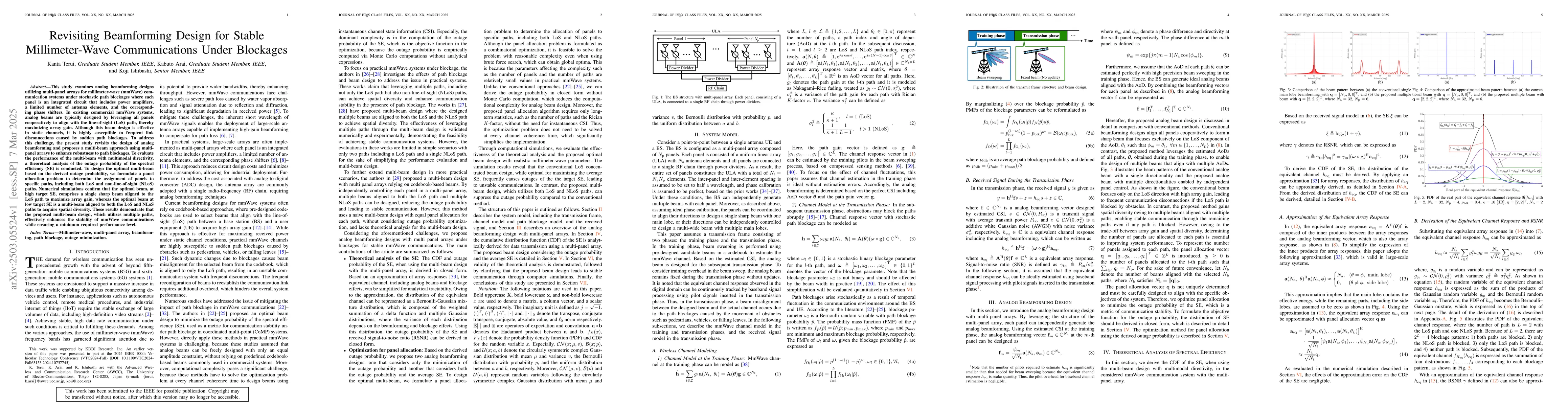 Thumbnail for Revisiting Beamforming Design for Stable Millimeter-Wave Communications
  Under Blockages
