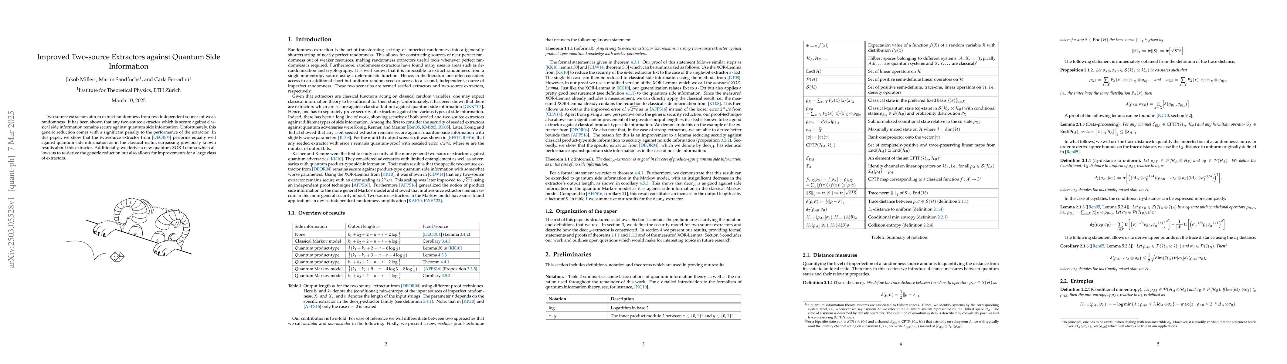 Thumbnail for Improved Two-source Extractors against Quantum Side Information