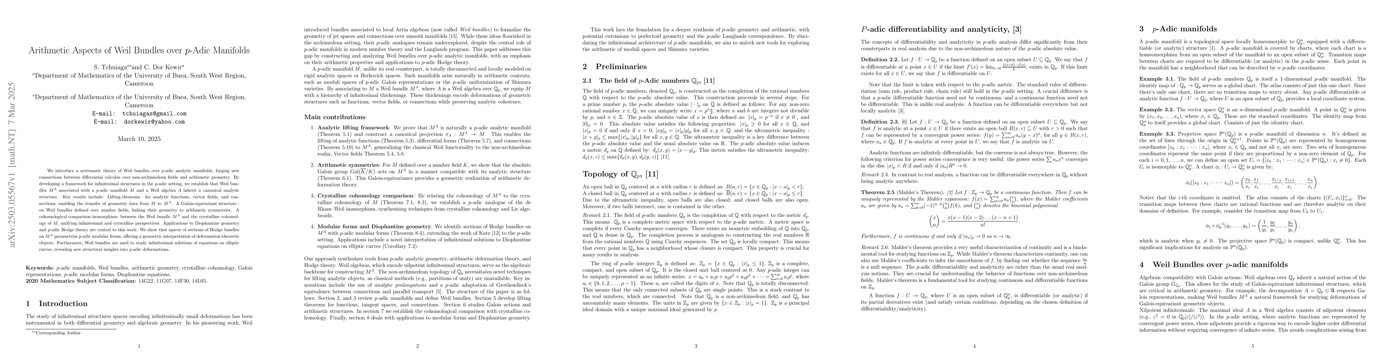 Thumbnail for Arithmetic Aspects of Weil Bundles over $p$-Adic Manifolds