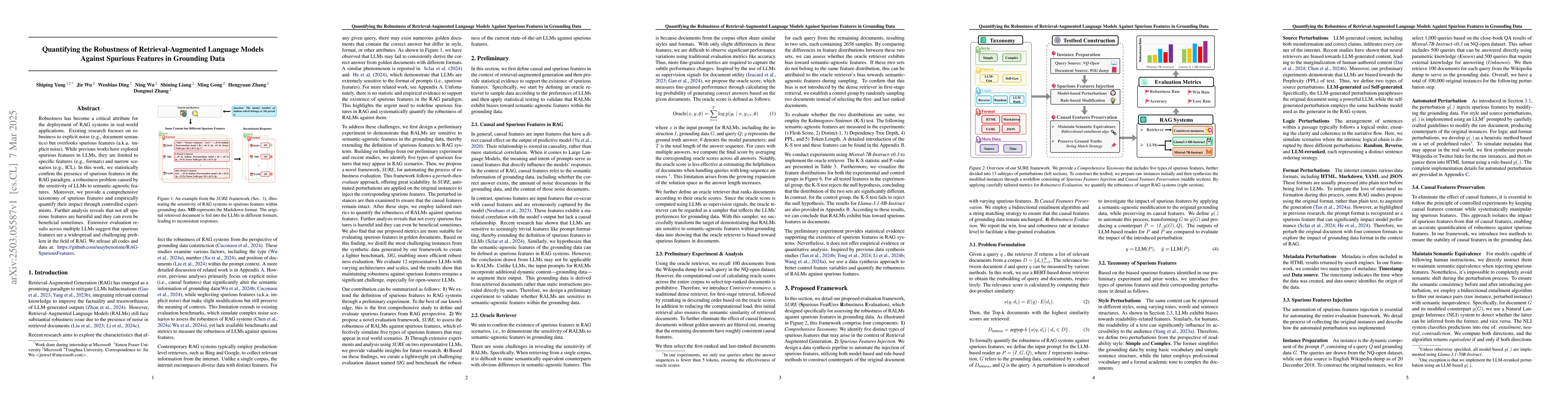 Thumbnail for Quantifying the Robustness of Retrieval-Augmented Language Models
  Against Spurious Features in Grounding Data