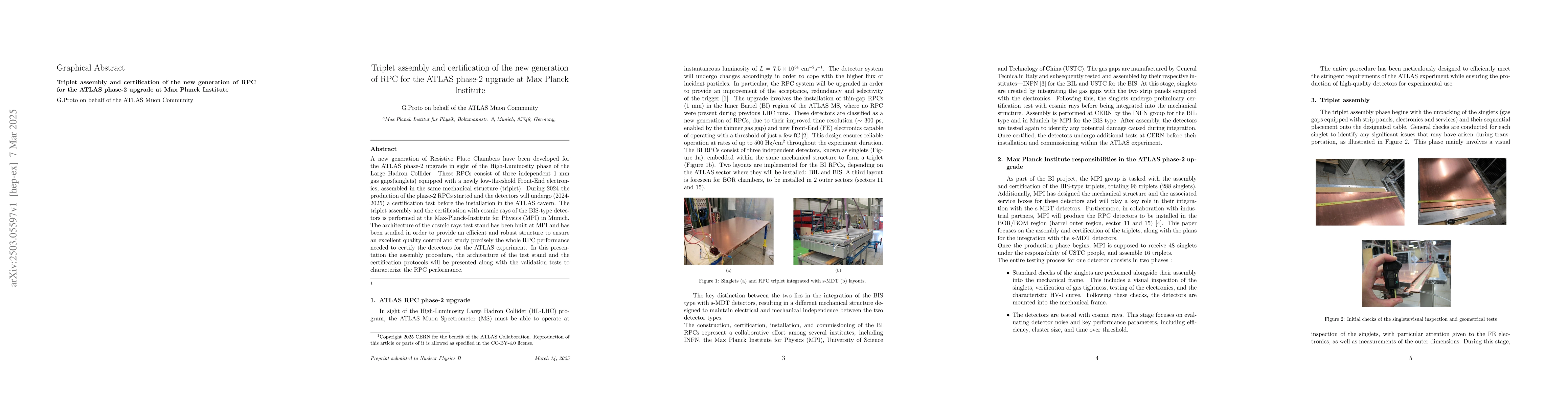 Thumbnail for Triplet assembly and certification of the new generation of RPC for the
  ATLAS phase-2 upgrade at Max Planck Institute