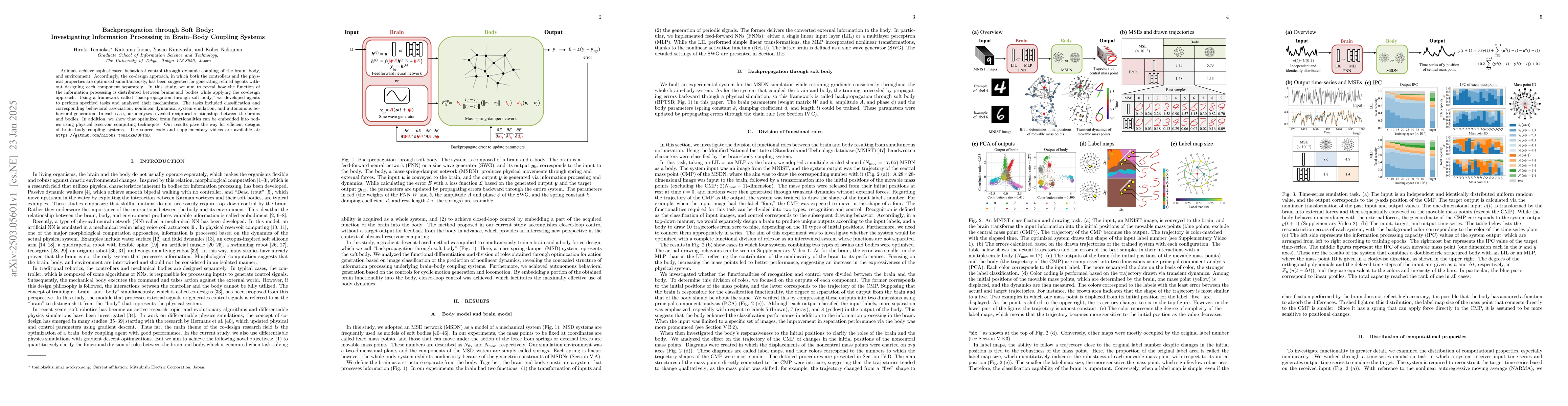 Thumbnail for Backpropagation through Soft Body: Investigating Information Processing
  in Brain-Body Coupling Systems
