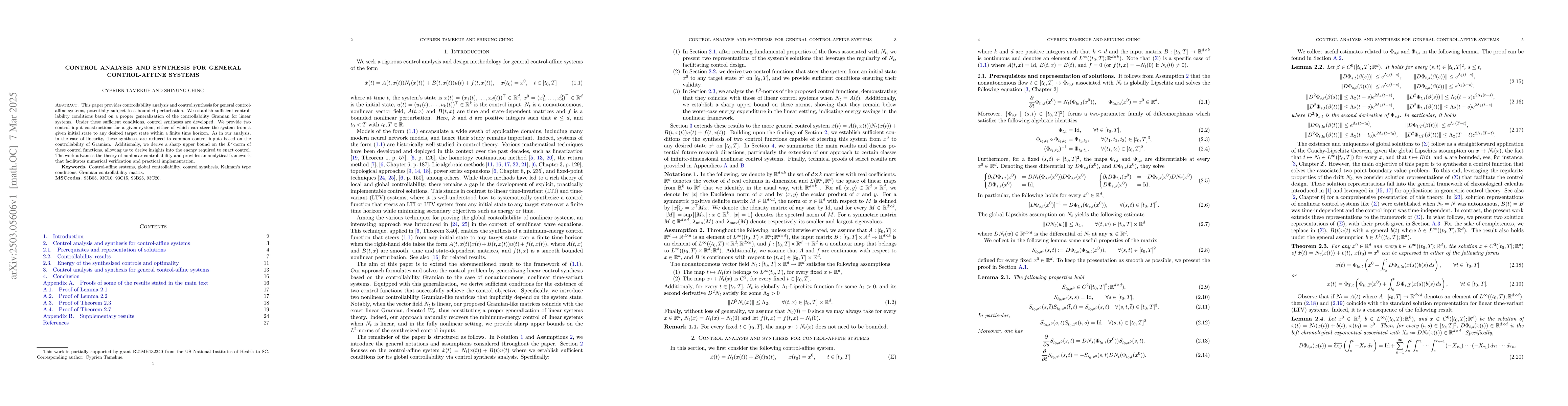 Thumbnail for Control analysis and synthesis for general control-affine systems