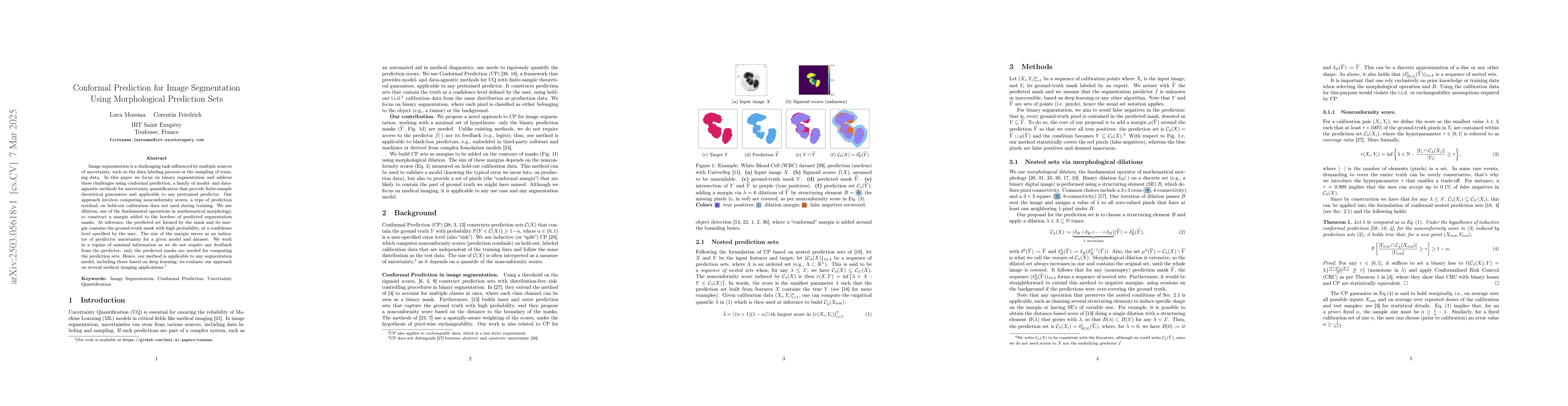 Thumbnail for Conformal Prediction for Image Segmentation Using Morphological
  Prediction Sets