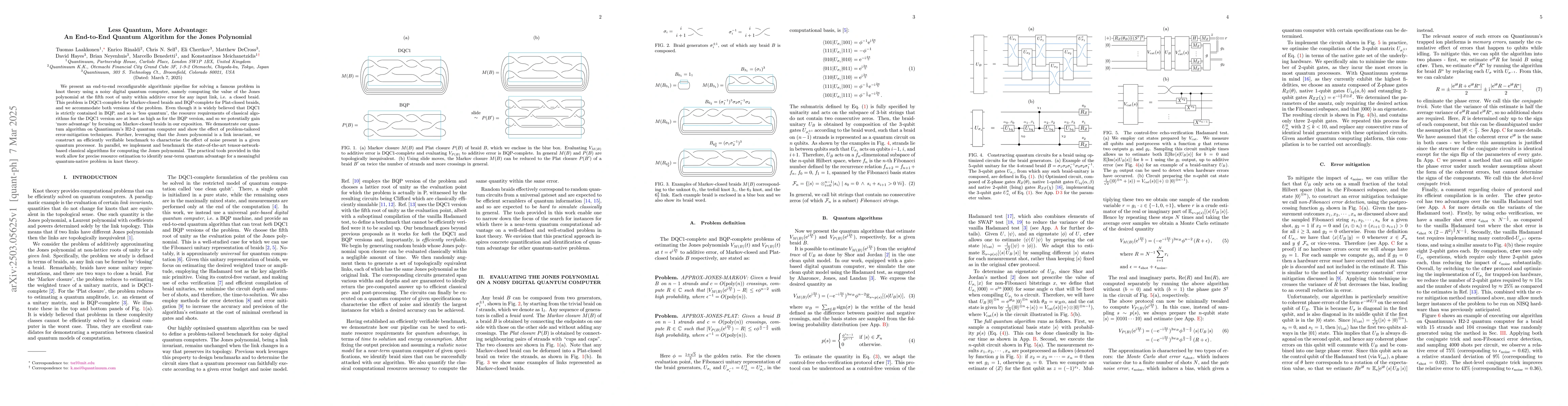 Thumbnail for Less Quantum, More Advantage: An End-to-End Quantum Algorithm for the
  Jones Polynomial