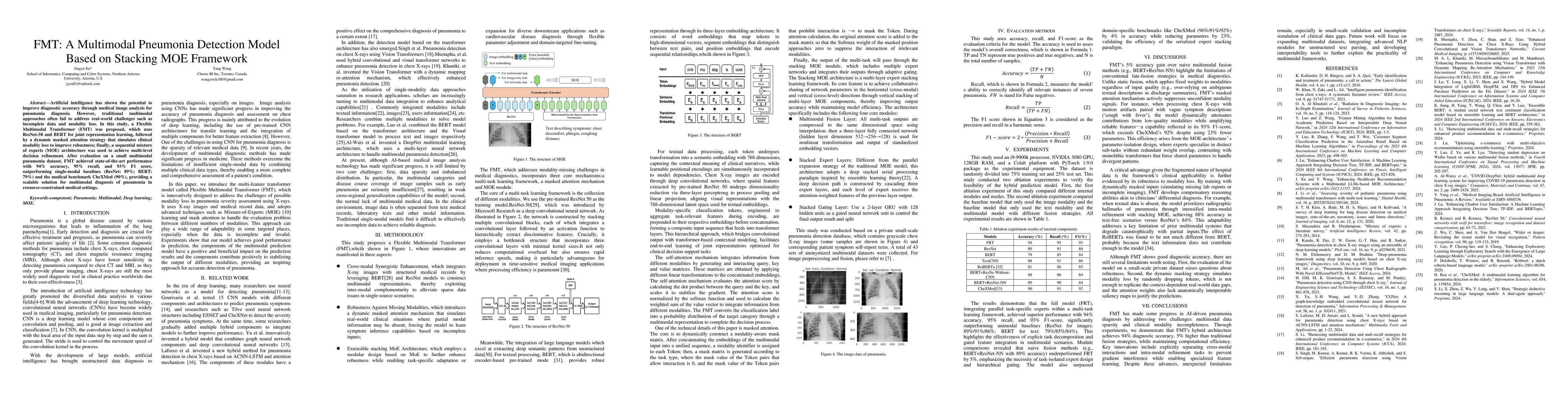 Thumbnail for FMT:A Multimodal Pneumonia Detection Model Based on Stacking MOE
  Framework