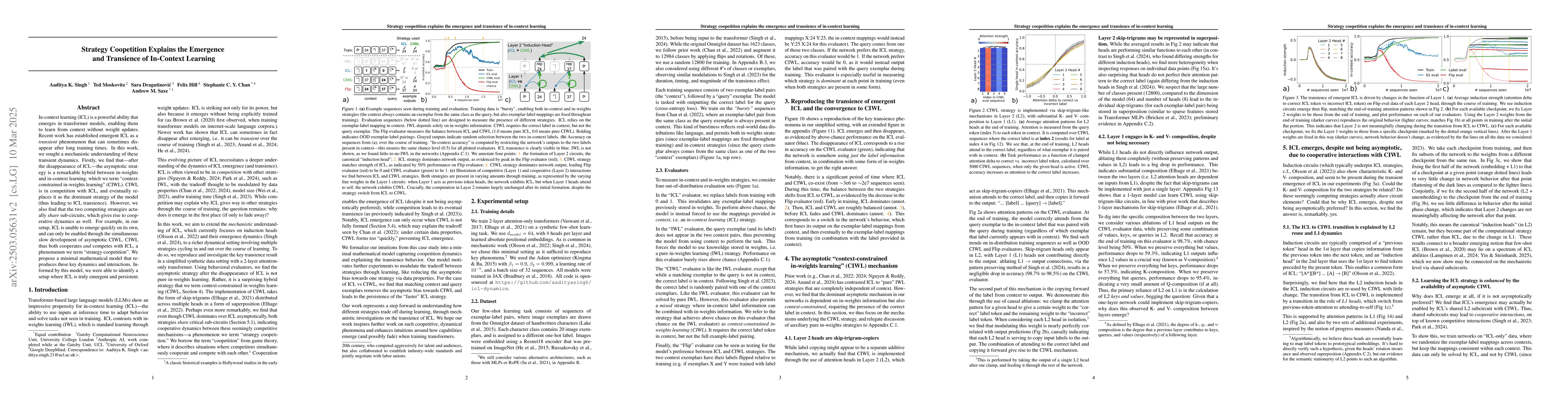 Thumbnail for Strategy Coopetition Explains the Emergence and Transience of In-Context
  Learning