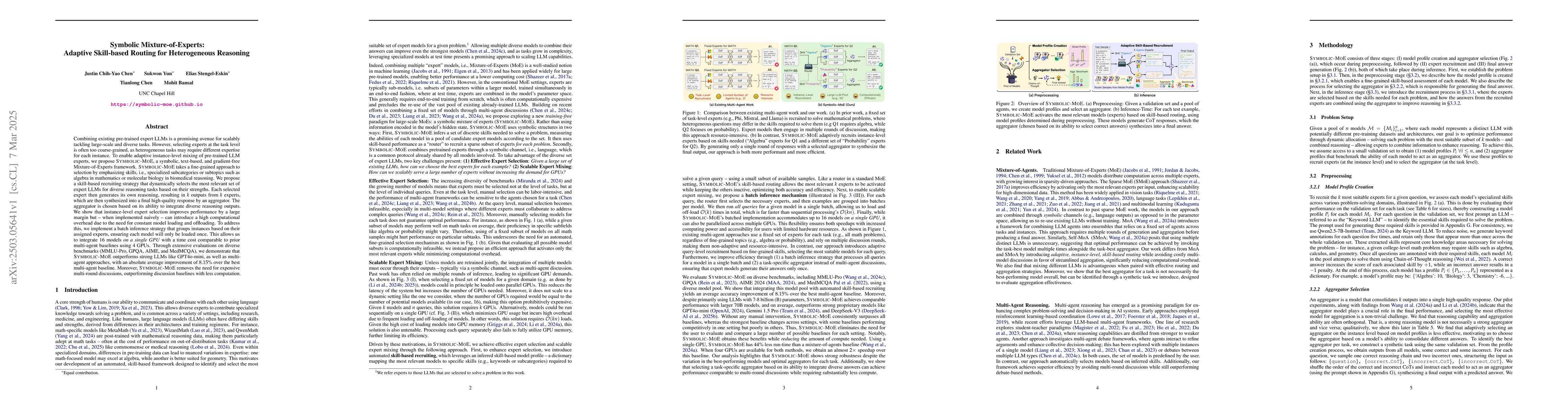 Thumbnail for Symbolic Mixture-of-Experts: Adaptive Skill-based Routing for
  Heterogeneous Reasoning