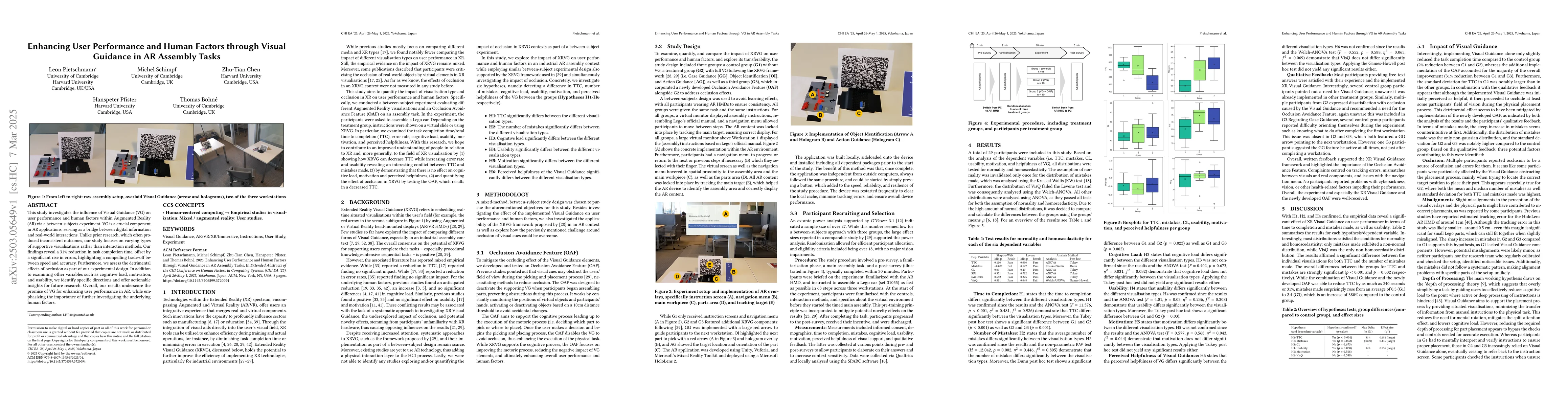 Thumbnail for Enhancing User Performance and Human Factors through Visual Guidance in
  AR Assembly Tasks