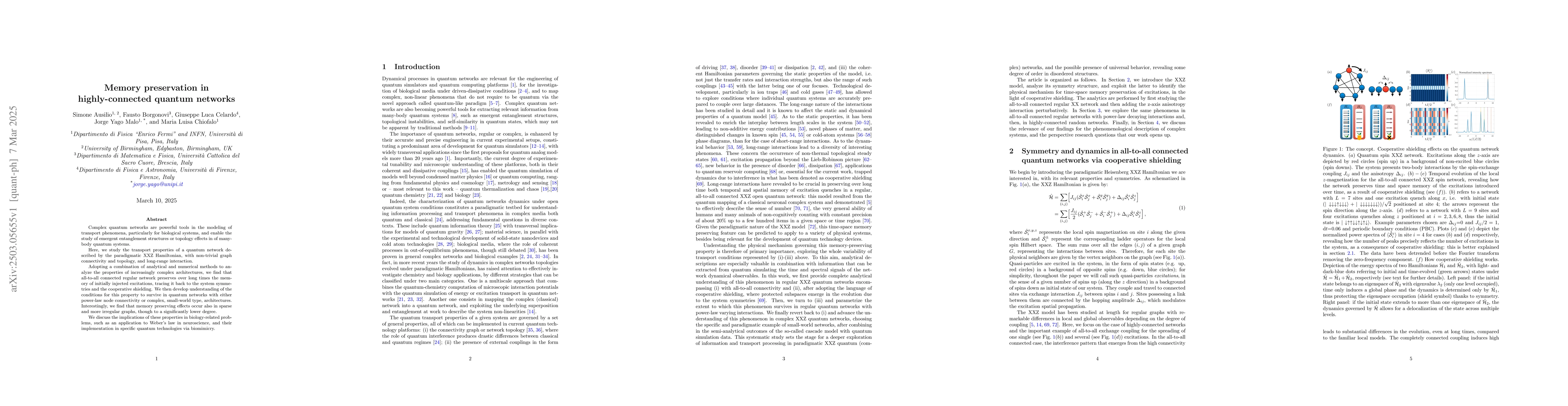 Thumbnail for Memory preservation in highly-connected quantum networks