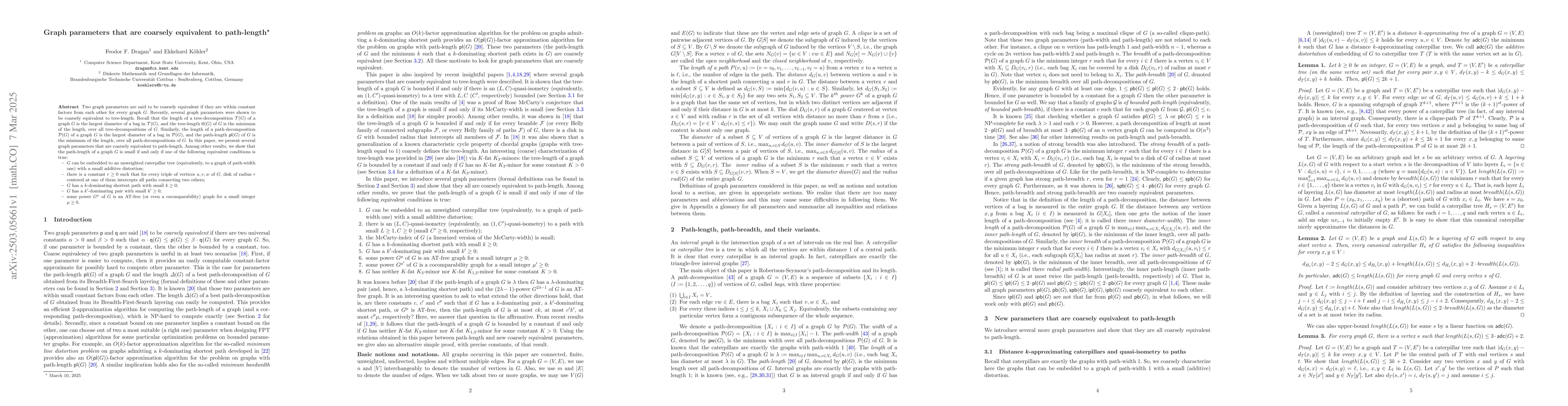 Thumbnail for Graph parameters that are coarsely equivalent to path-length