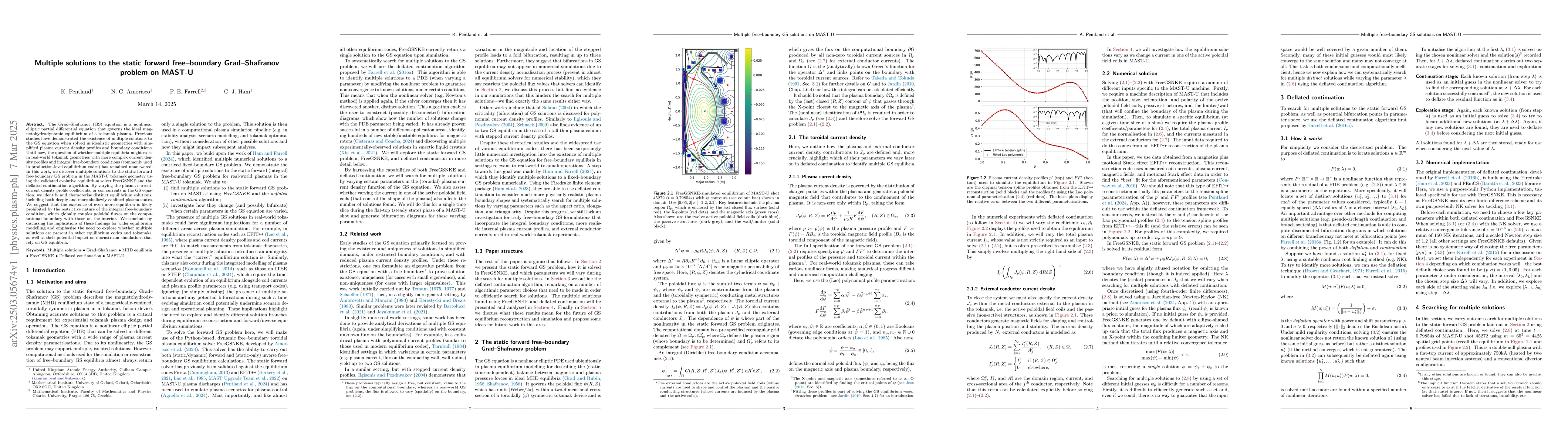 Thumbnail for Multiple solutions to the static forward free-boundary Grad-Shafranov
  problem on MAST-U