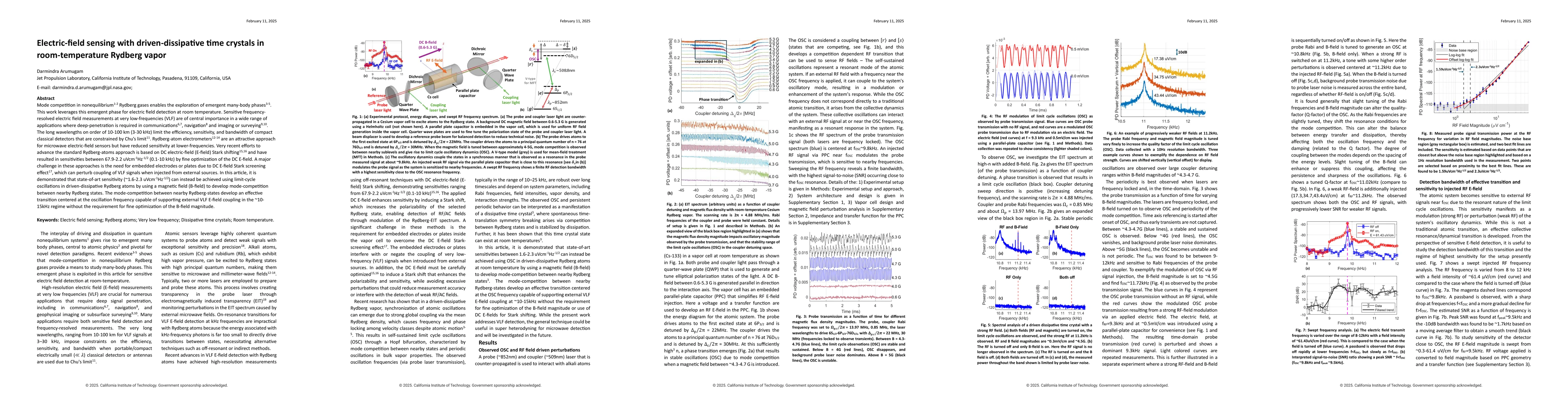 Thumbnail for Electric-field sensing with driven-dissipative time crystals in
  room-temperature Rydberg vapor
