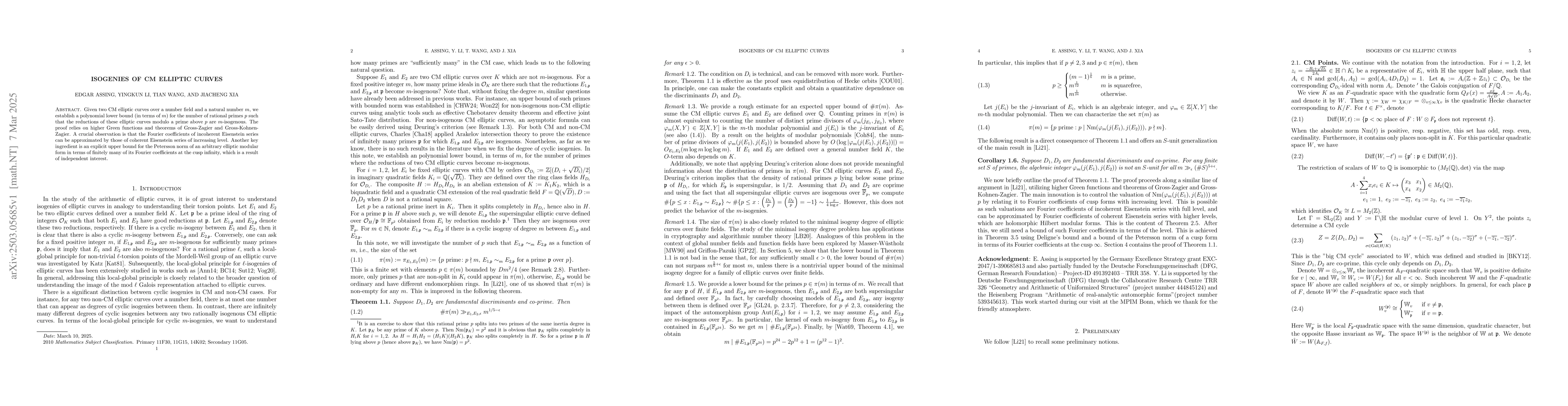 Thumbnail for Isogenies of CM Elliptic Curves