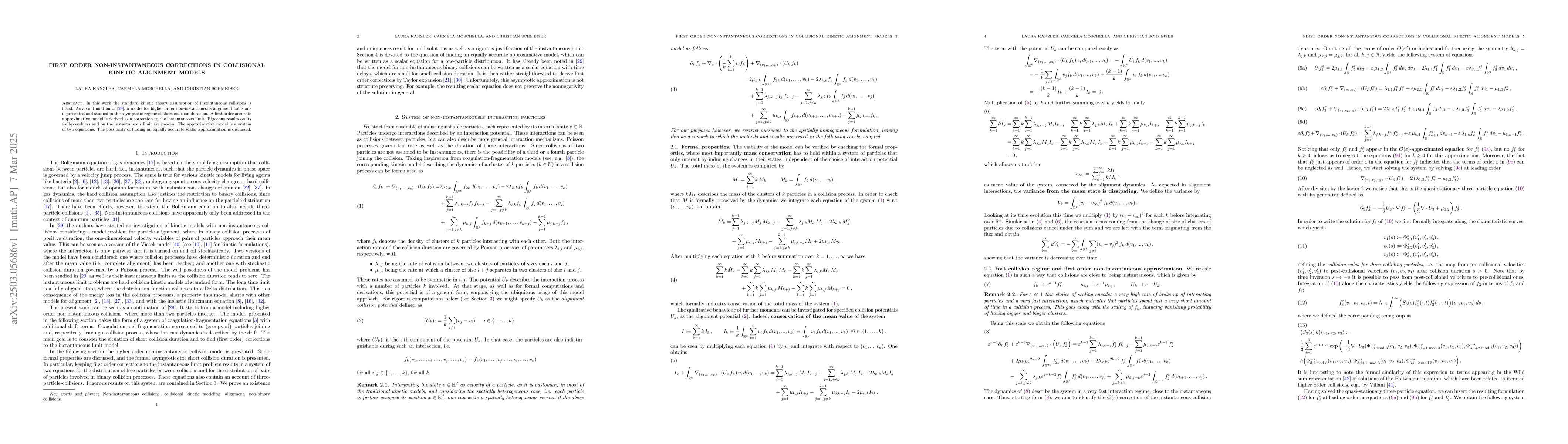 Thumbnail for First order non-instantaneous corrections in collisional kinetic
  alignment models