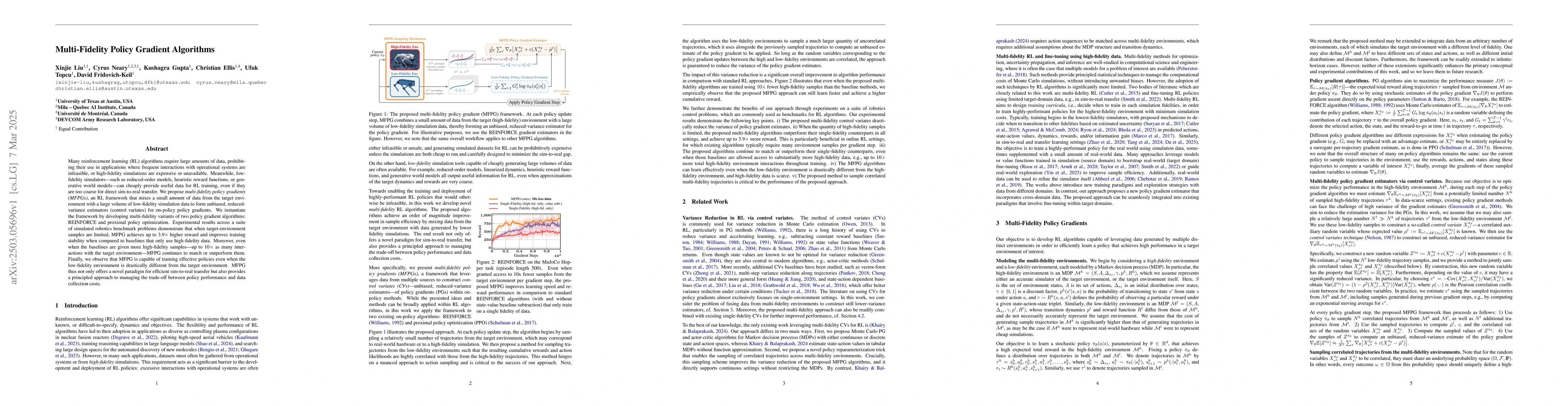 Thumbnail for Multi-Fidelity Policy Gradient Algorithms
