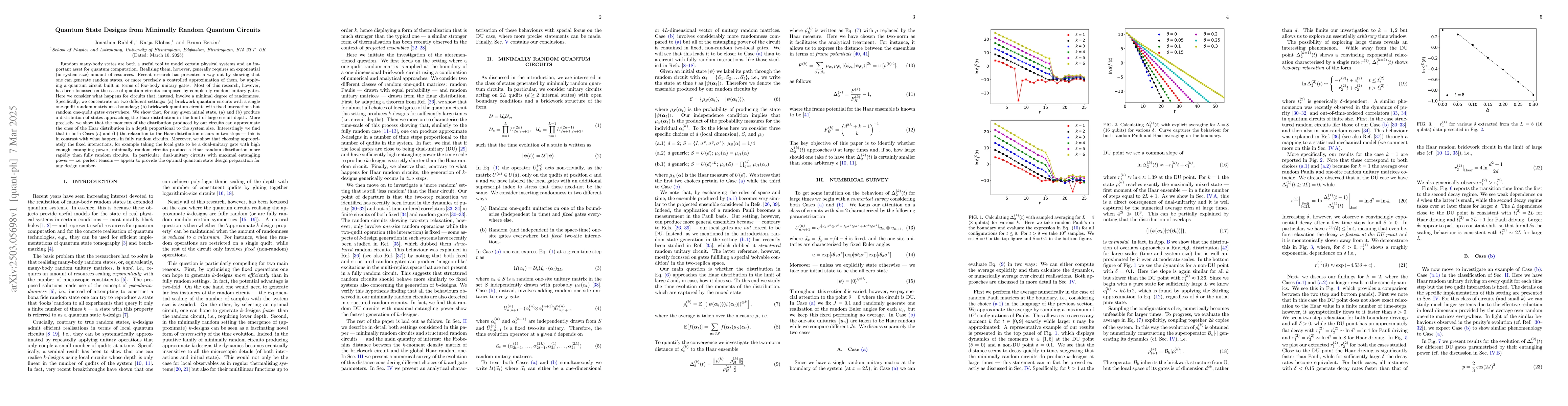 Thumbnail for Quantum State Designs from Minimally Random Quantum Circuits