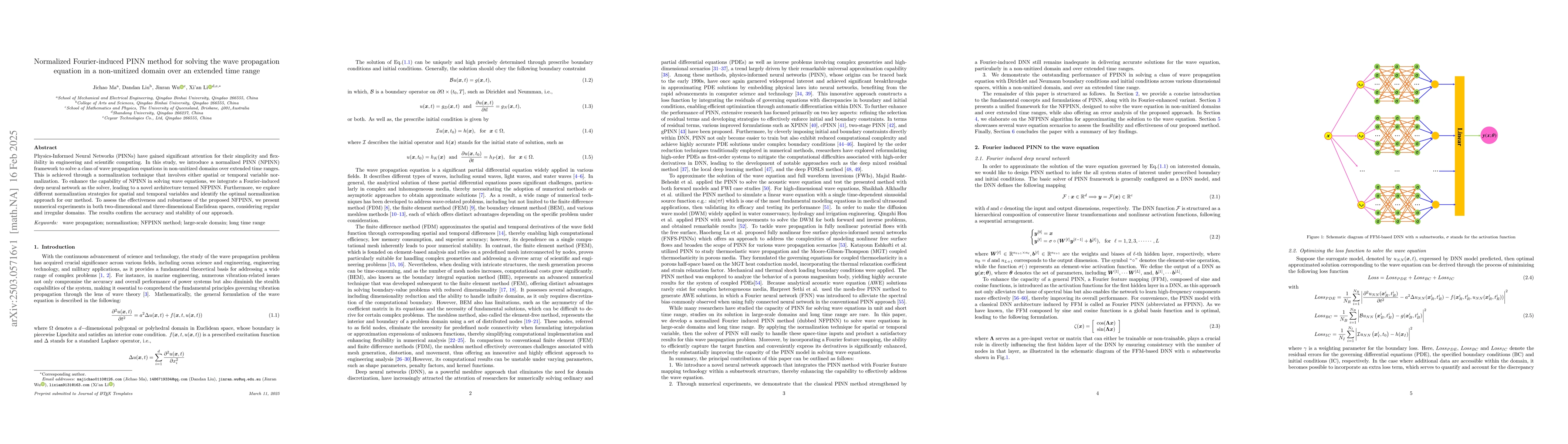 Thumbnail for Normalized Fourier-induced PINN method for solving the wave propagation
  equation in a non-unitized domain over an extended time range