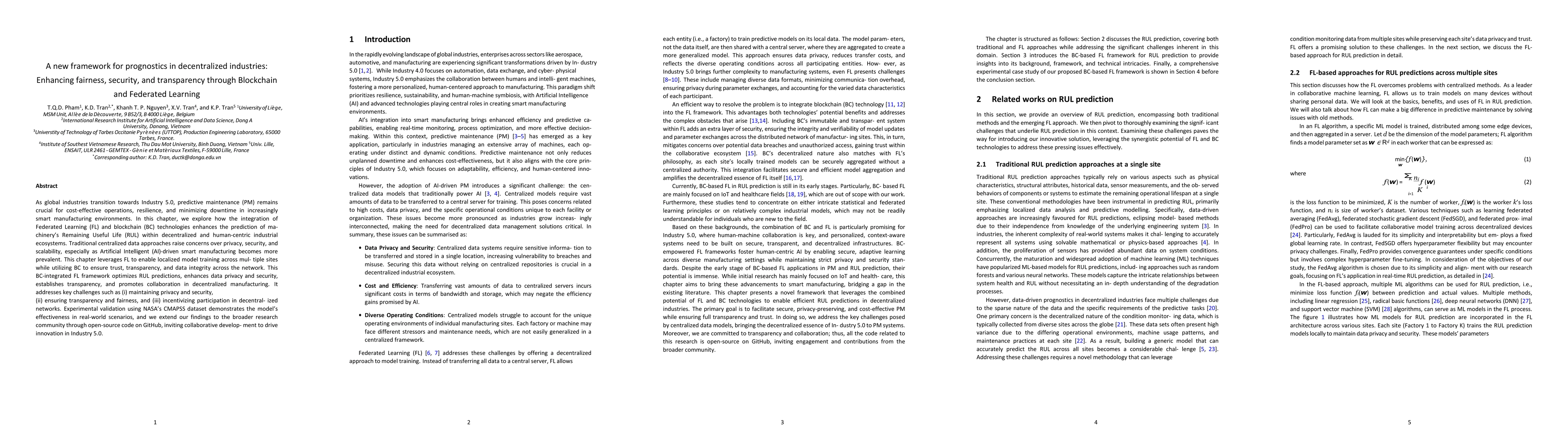 Thumbnail for A new framework for prognostics in decentralized industries: Enhancing
  fairness, security, and transparency through Blockchain and Federated
  Learning