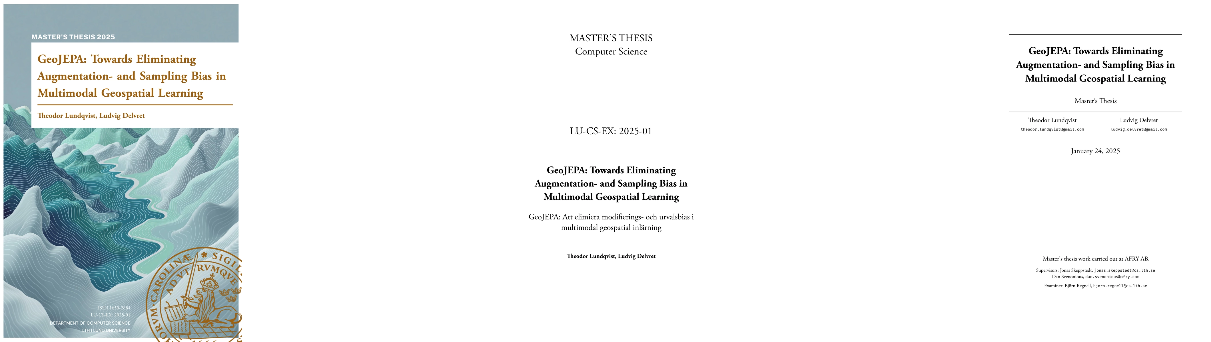 Thumbnail for GeoJEPA: Towards Eliminating Augmentation- and Sampling Bias in
  Multimodal Geospatial Learning