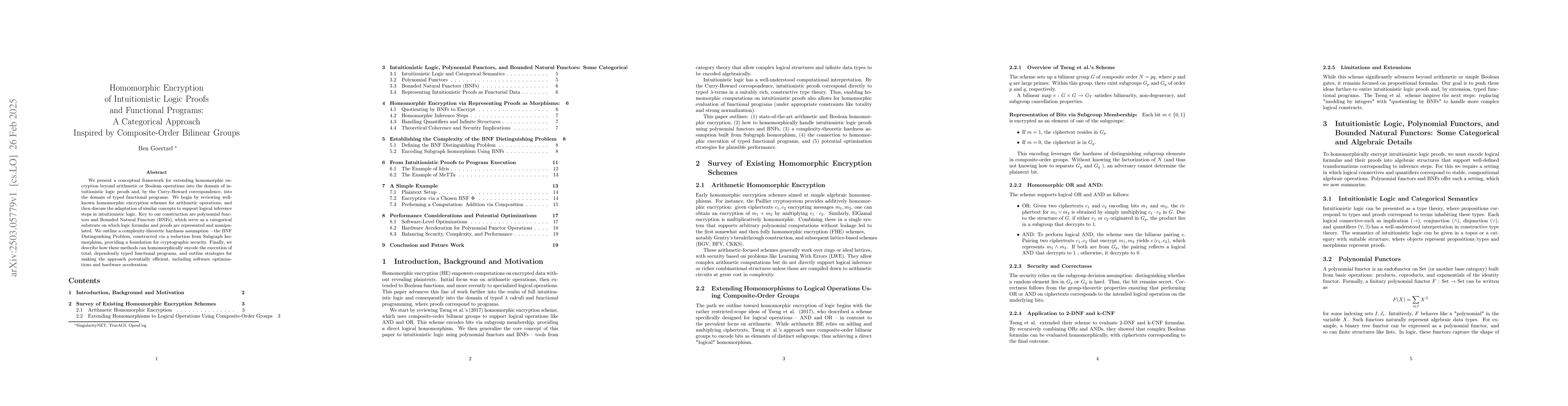 Thumbnail for Homomorphic Encryption of Intuitionistic Logic Proofs and Functional
  Programs: A Categorical Approach Inspired by Composite-Order Bilinear Groups