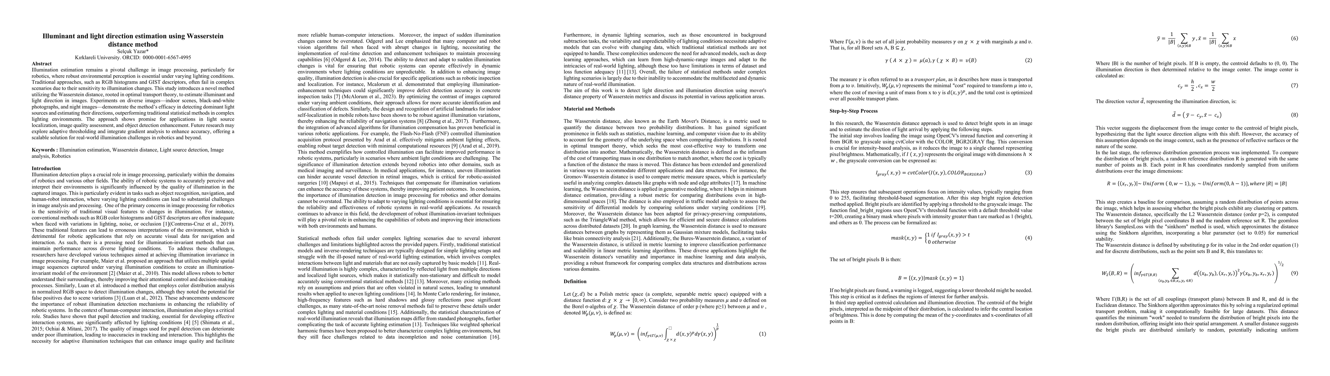 Thumbnail for Illuminant and light direction estimation using Wasserstein distance
  method