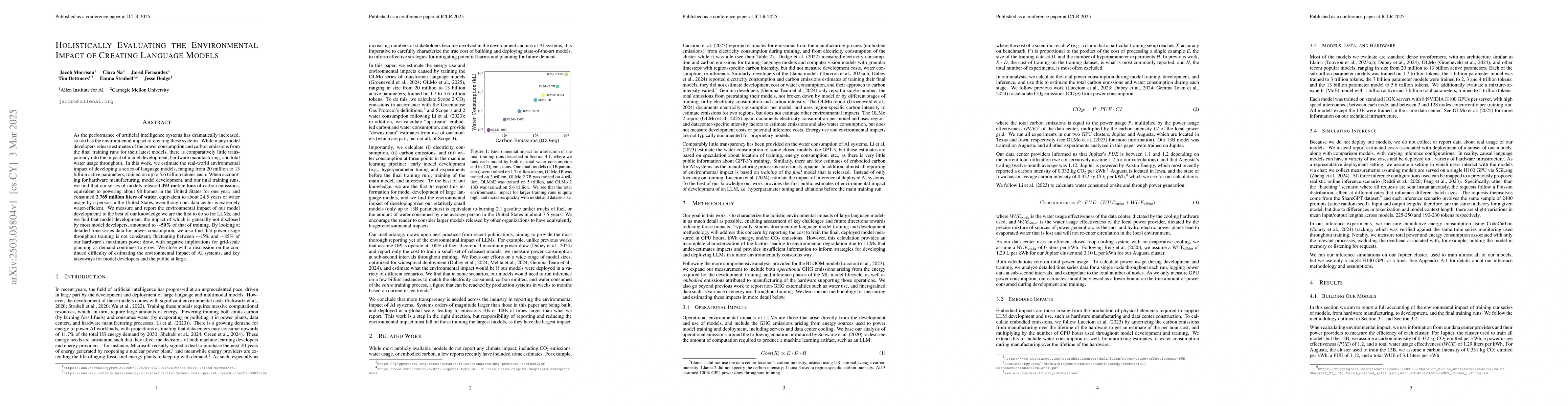 Thumbnail for Holistically Evaluating the Environmental Impact of Creating Language
  Models