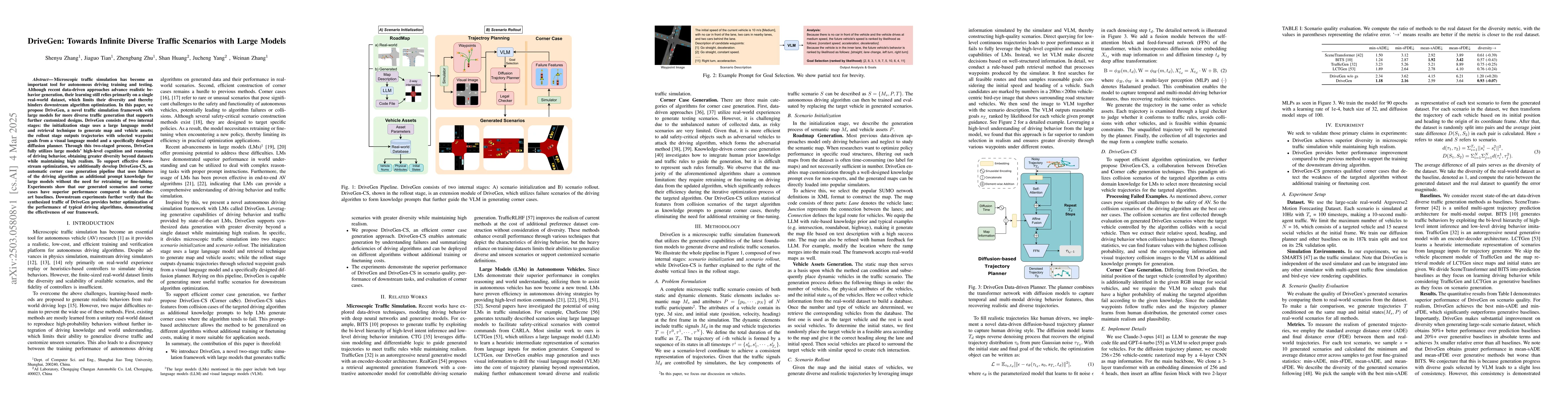 Thumbnail for DriveGen: Towards Infinite Diverse Traffic Scenarios with Large Models