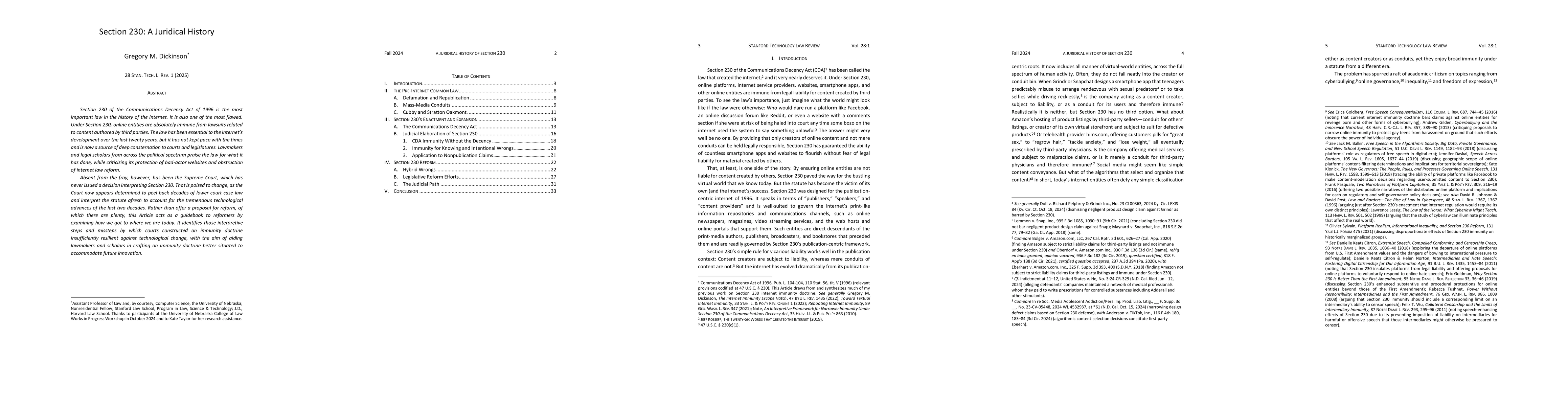 Thumbnail for Section 230: A Juridical History