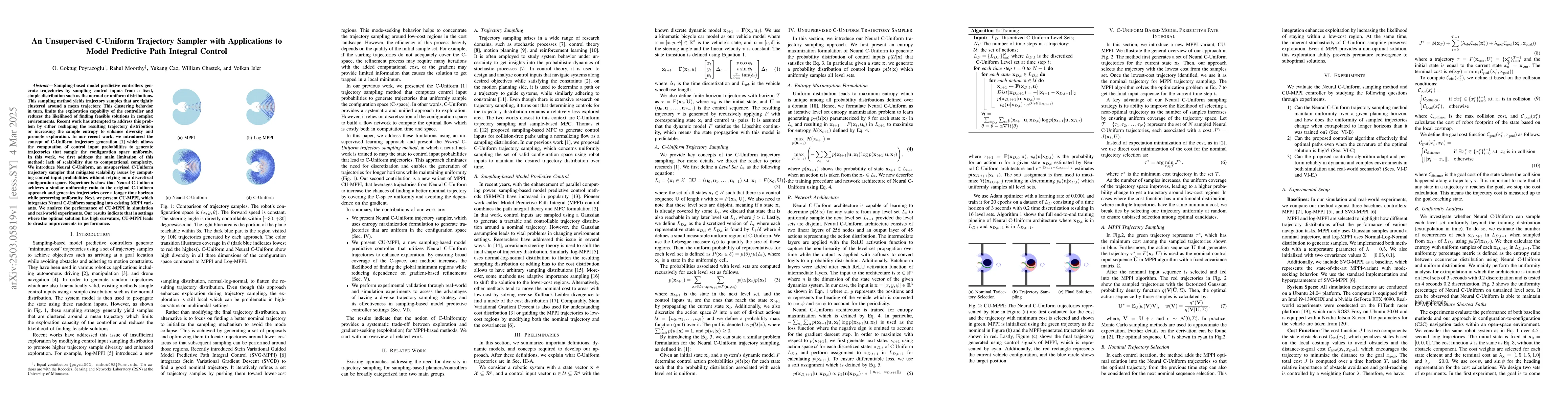 Thumbnail for An Unsupervised C-Uniform Trajectory Sampler with Applications to Model
  Predictive Path Integral Control
