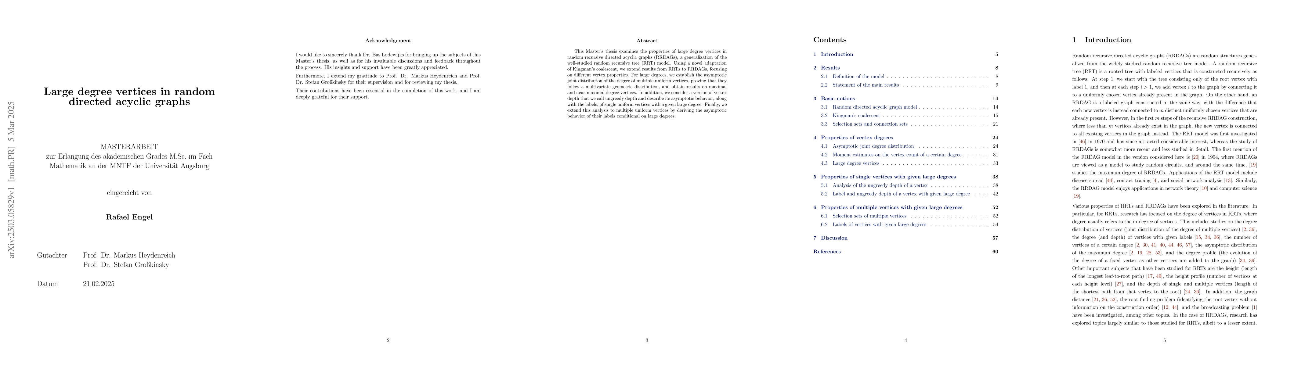 Thumbnail for Large degree vertices in random directed acyclic graphs