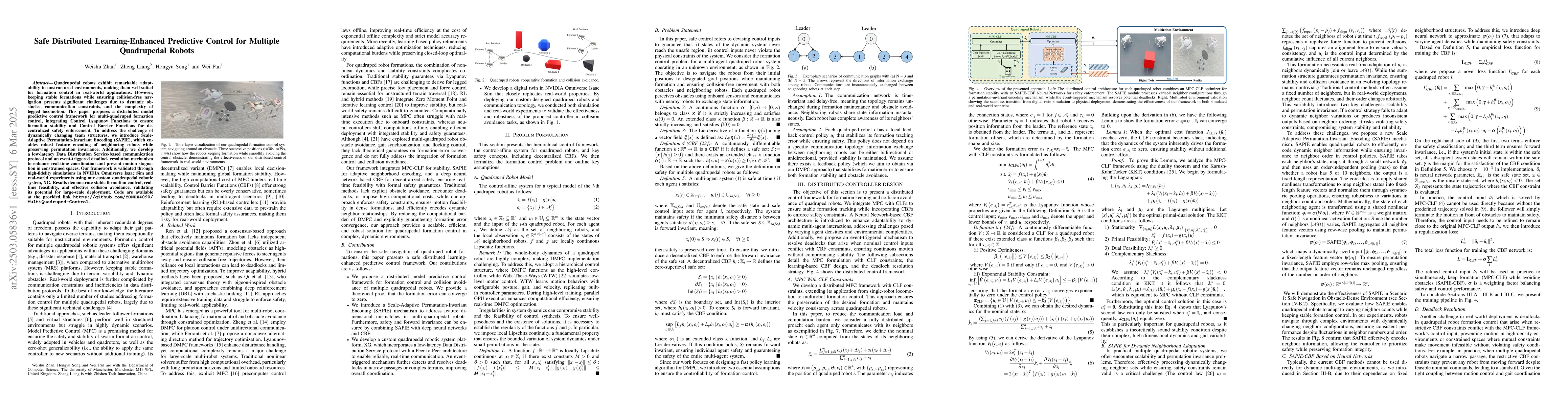 Thumbnail for Safe Distributed Learning-Enhanced Predictive Control for Multiple
  Quadrupedal Robots