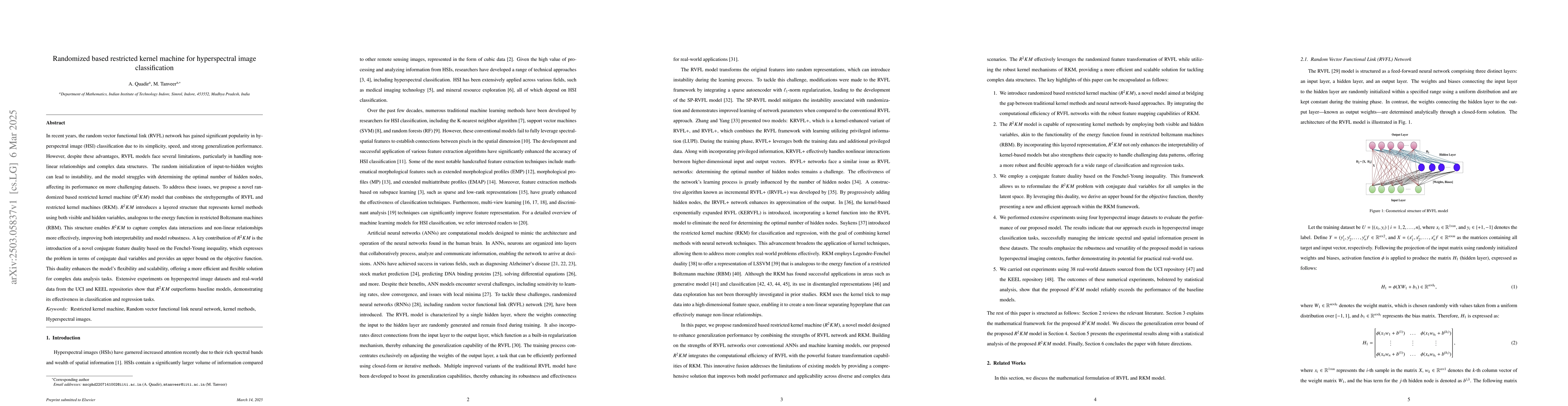 Thumbnail for Randomized based restricted kernel machine for hyperspectral image
  classification