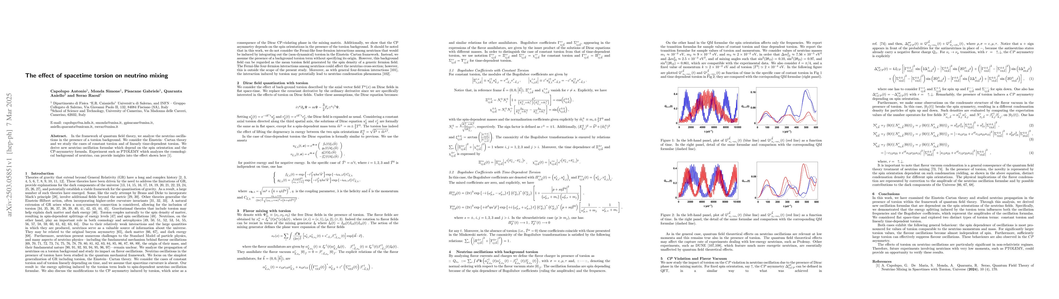 Thumbnail for The effect of spacetime torsion on neutrino mixing
