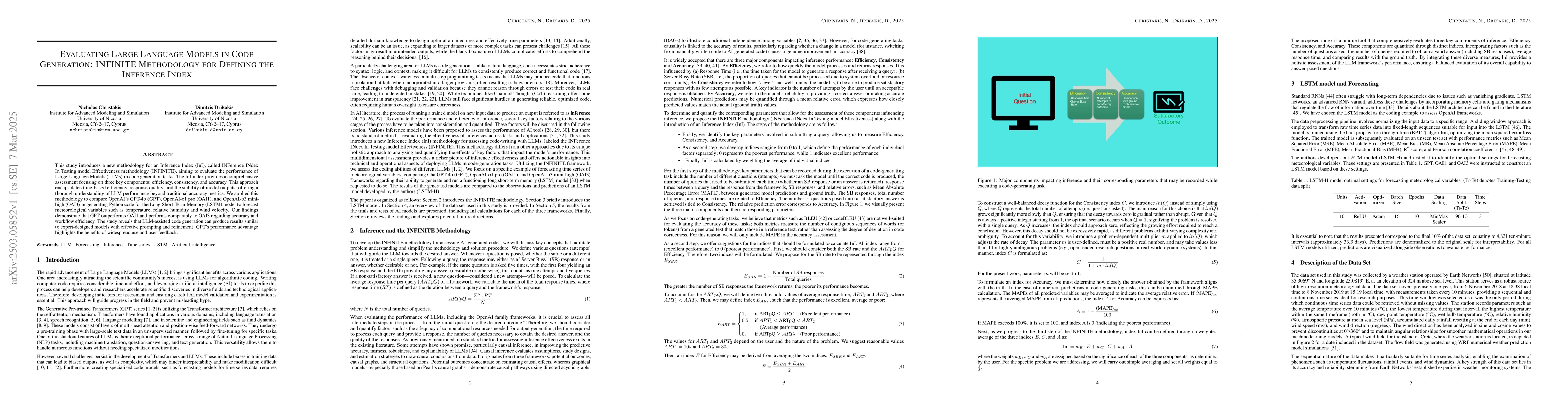 Thumbnail for Evaluating Large Language Models in Code Generation: INFINITE
  Methodology for Defining the Inference Index