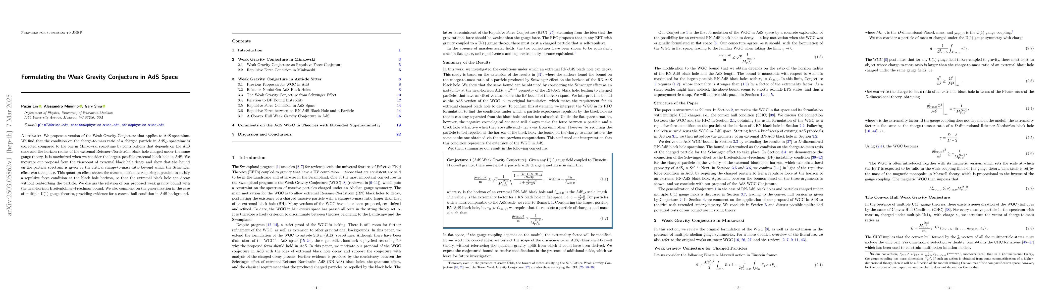 Thumbnail for Formulating the Weak Gravity Conjecture in AdS Space