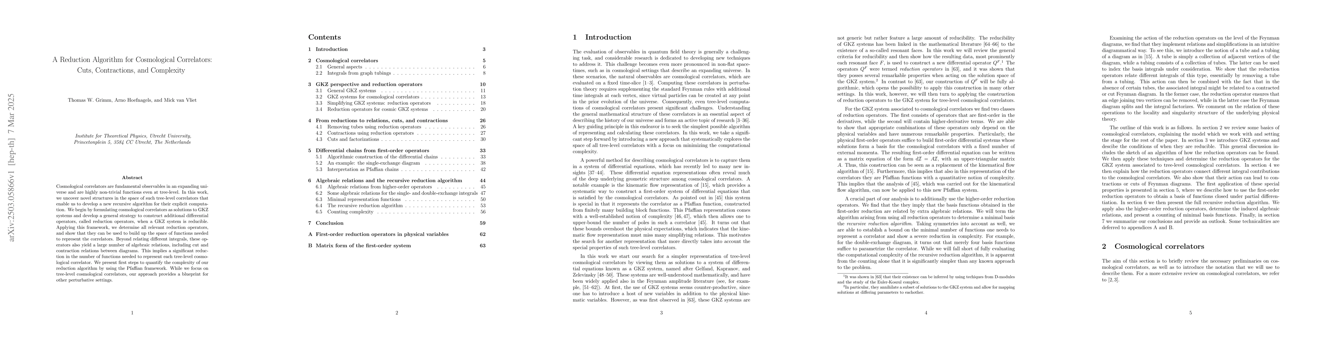 Thumbnail for A Reduction Algorithm for Cosmological Correlators: Cuts, Contractions,
  and Complexity