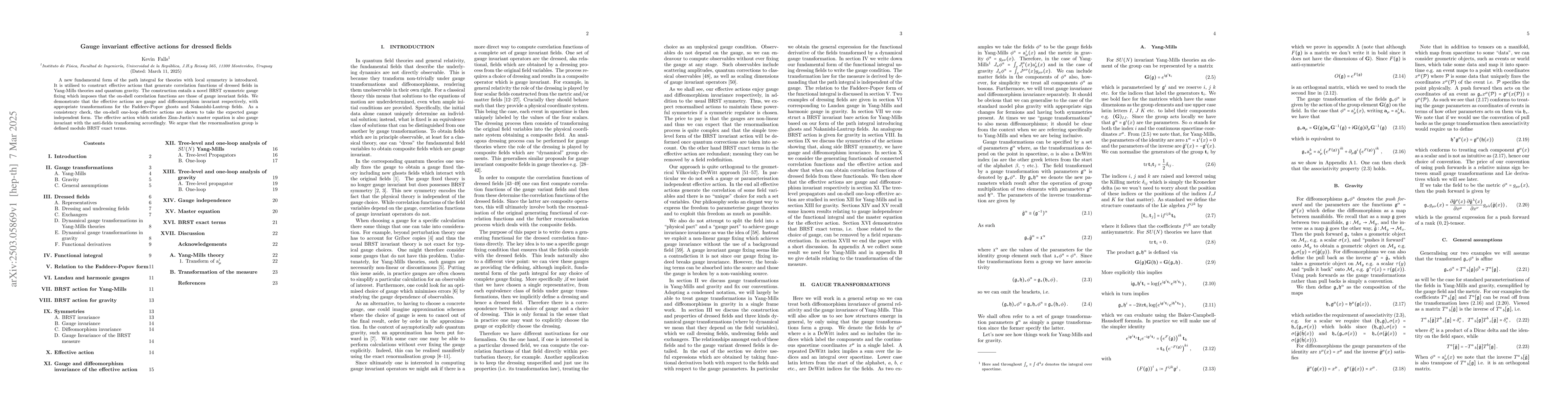 Thumbnail for Gauge invariant effective actions for dressed fields