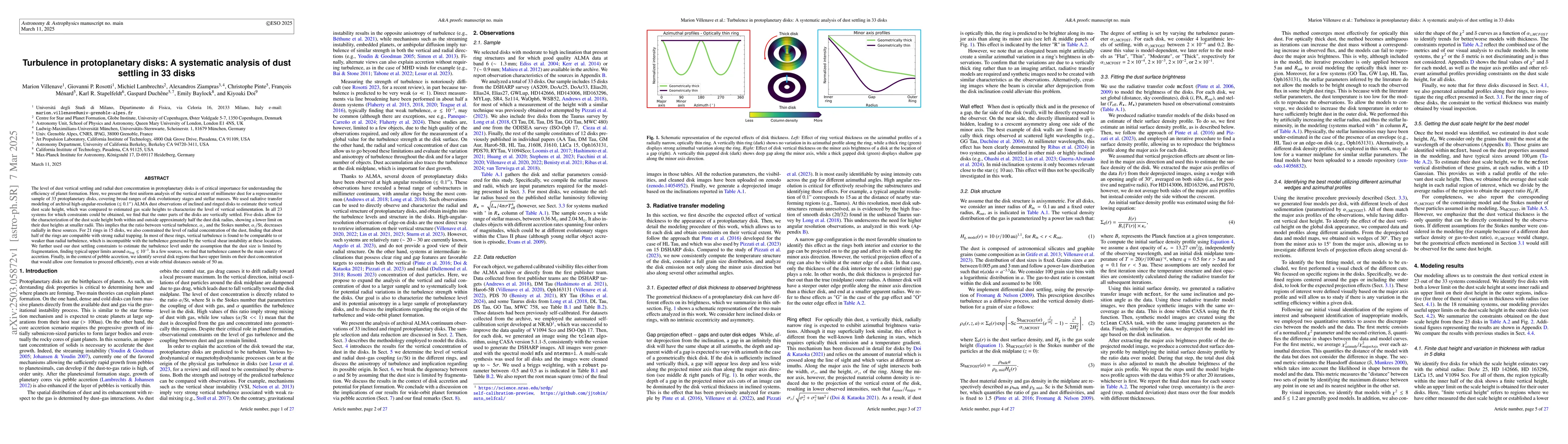 Thumbnail for Turbulence in protoplanetary disks: A systematic analysis of dust
  settling in 33 disks