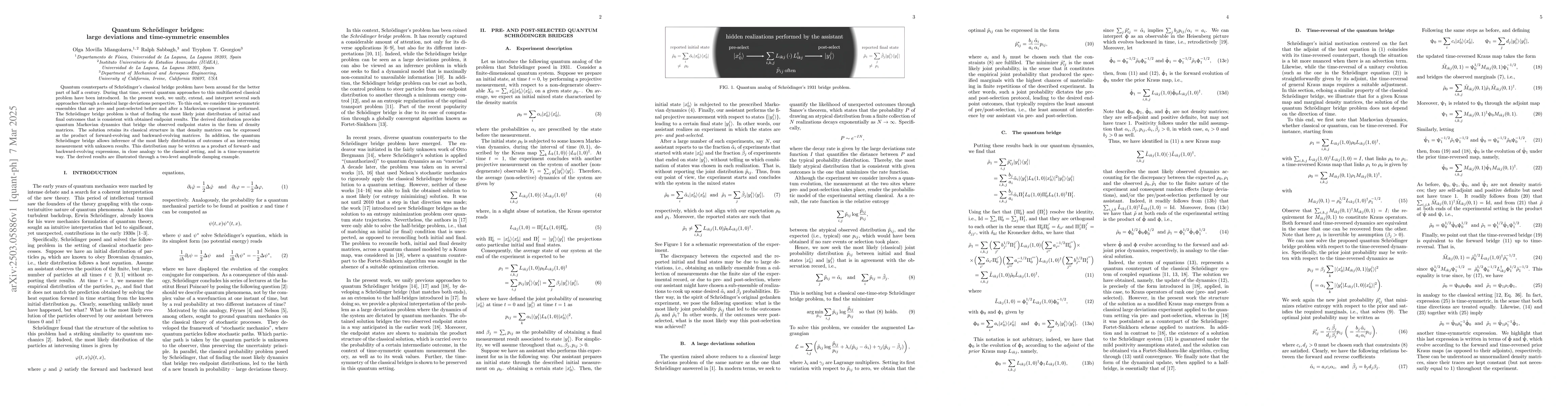 Thumbnail for Quantum Schrodinger bridges: large deviations and time-symmetric
  ensembles