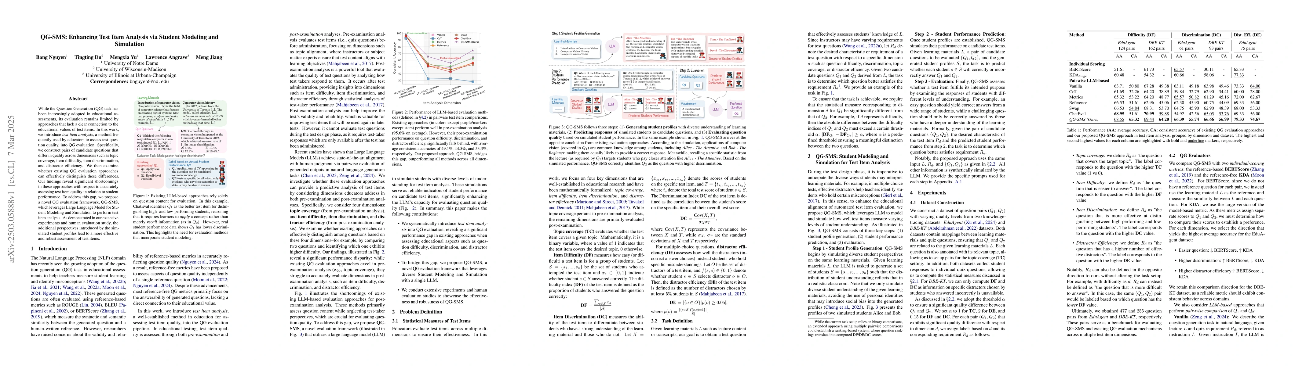 Thumbnail for QG-SMS: Enhancing Test Item Analysis via Student Modeling and Simulation