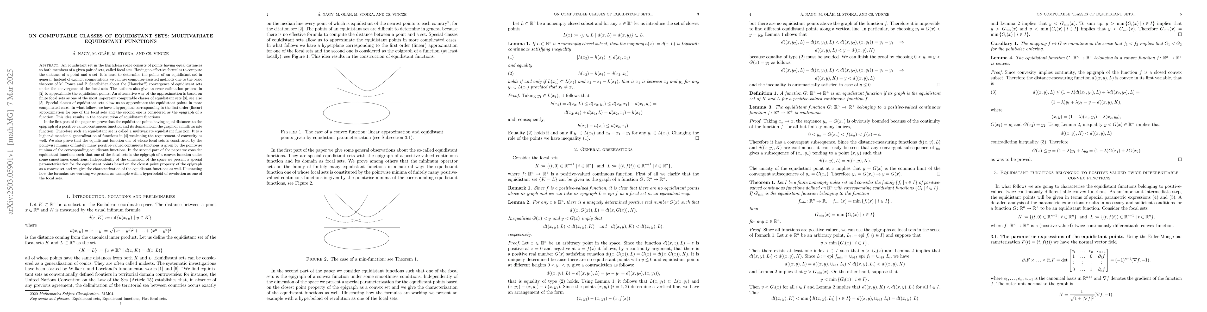 Thumbnail for On computable classes of equidistant sets: multivariate equidistant
  functions