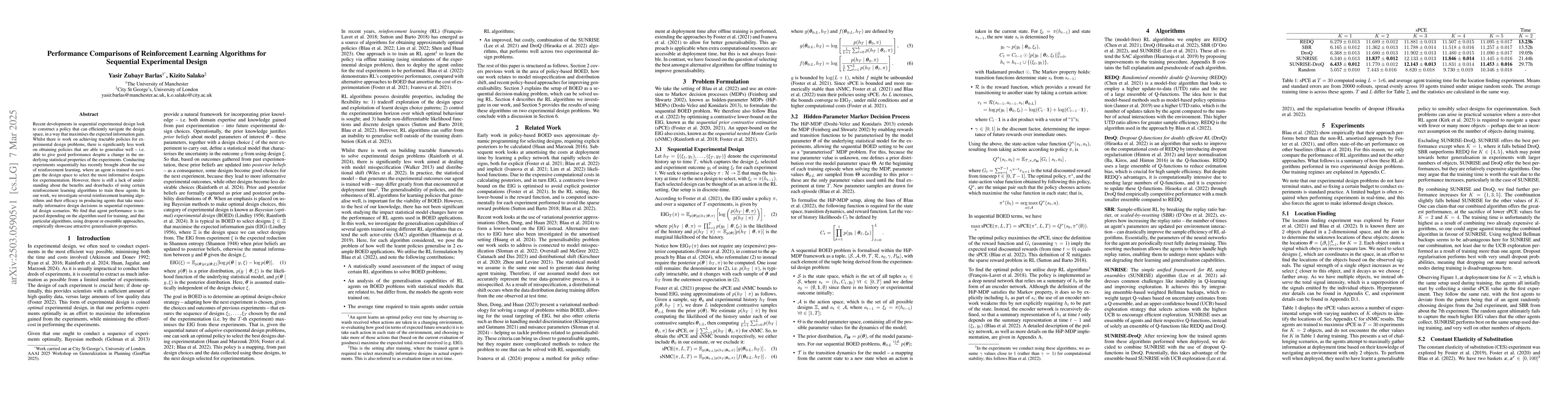 Thumbnail for Performance Comparisons of Reinforcement Learning Algorithms for
  Sequential Experimental Design